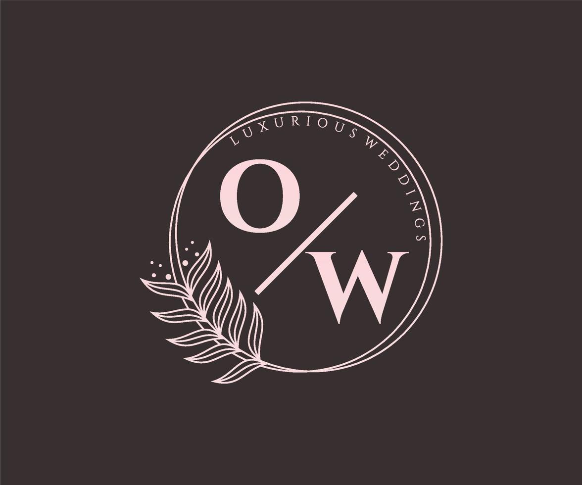 OW Initials letter Wedding monogram logos template, hand drawn modern minimalistic and floral templates for Invitation cards, Save the Date, elegant identity. vector