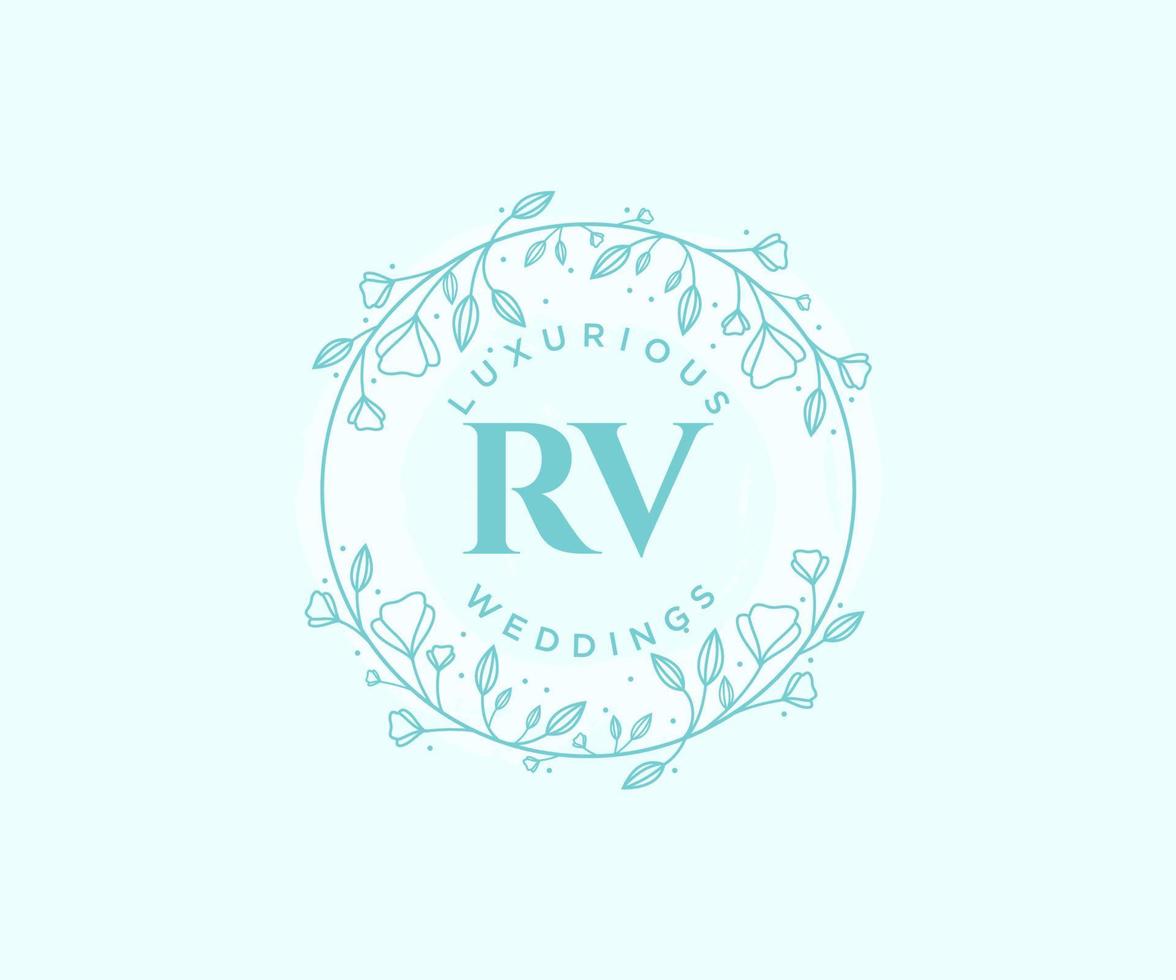 RV Initials letter Wedding monogram logos template, hand drawn modern minimalistic and floral templates for Invitation cards, Save the Date, elegant identity. vector
