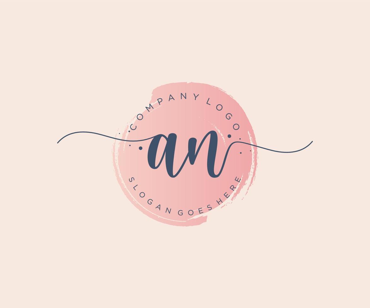 Initial AN feminine logo. Usable for Nature, Salon, Spa, Cosmetic and Beauty Logos. Flat Vector Logo Design Template Element.