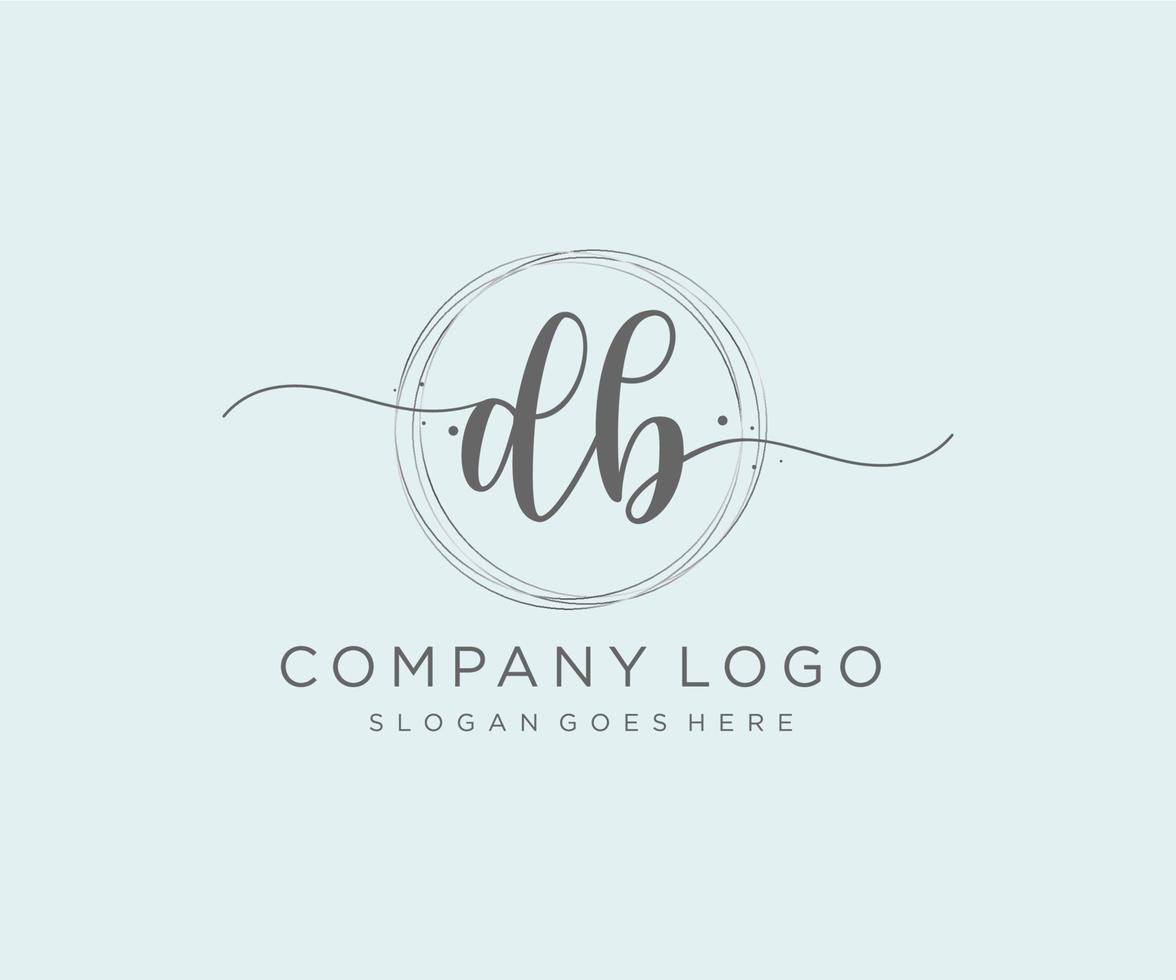 logotipo femenino inicial de db. utilizable para logotipos de naturaleza, salón, spa, cosmética y belleza. elemento de plantilla de diseño de logotipo de vector plano.