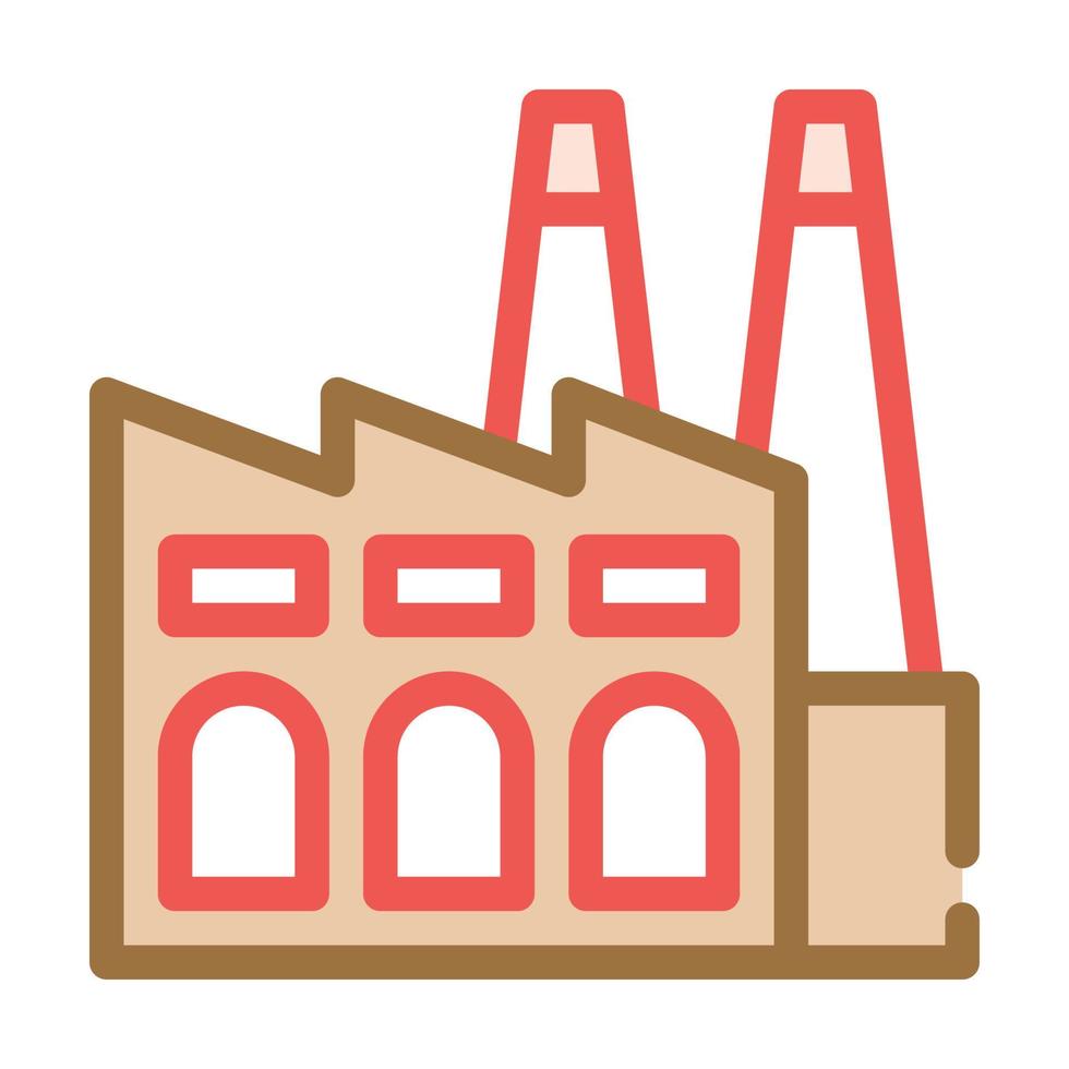 Ilustración de vector de icono de color de contaminación ambiental de fábrica