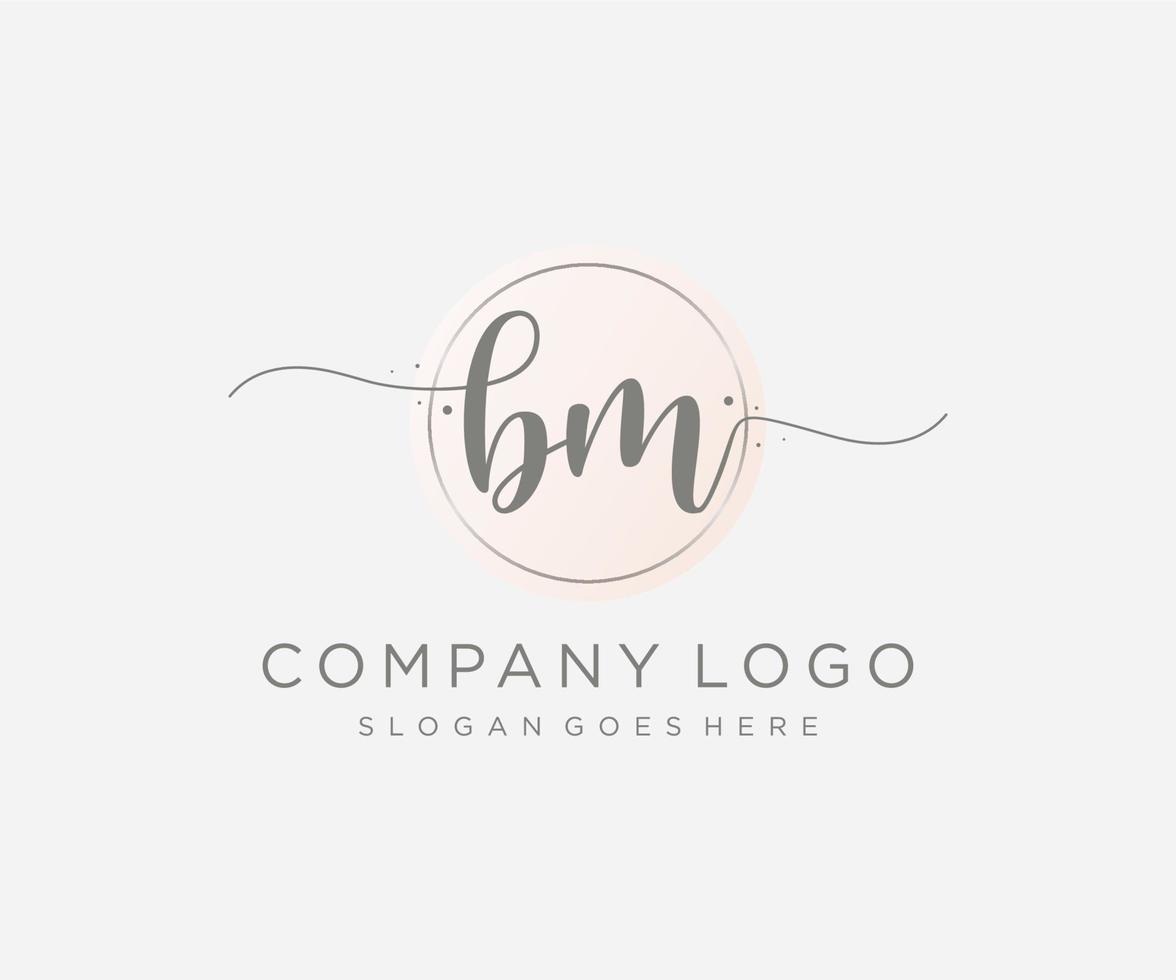 Initial BM feminine logo. Usable for Nature, Salon, Spa, Cosmetic and Beauty Logos. Flat Vector Logo Design Template Element.