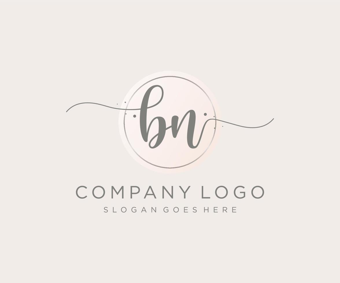 Initial BN feminine logo. Usable for Nature, Salon, Spa, Cosmetic and Beauty Logos. Flat Vector Logo Design Template Element.