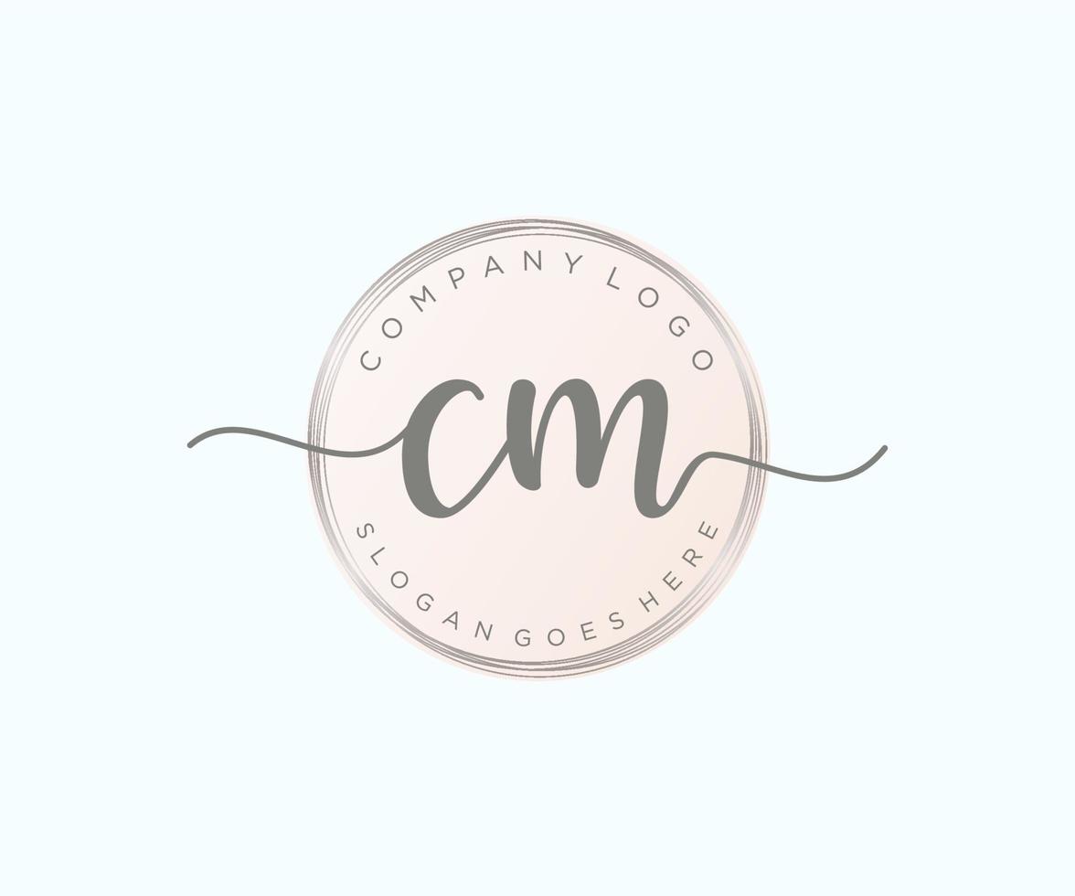 Initial CM feminine logo. Usable for Nature, Salon, Spa, Cosmetic and Beauty Logos. Flat Vector Logo Design Template Element.