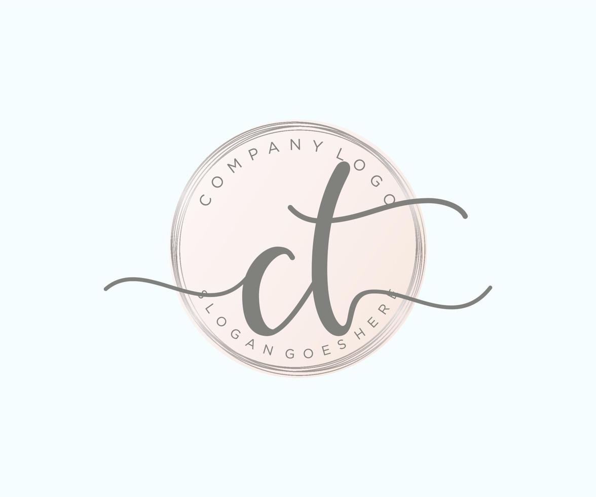 logotipo femenino inicial ct. utilizable para logotipos de naturaleza, salón, spa, cosmética y belleza. elemento de plantilla de diseño de logotipo de vector plano.