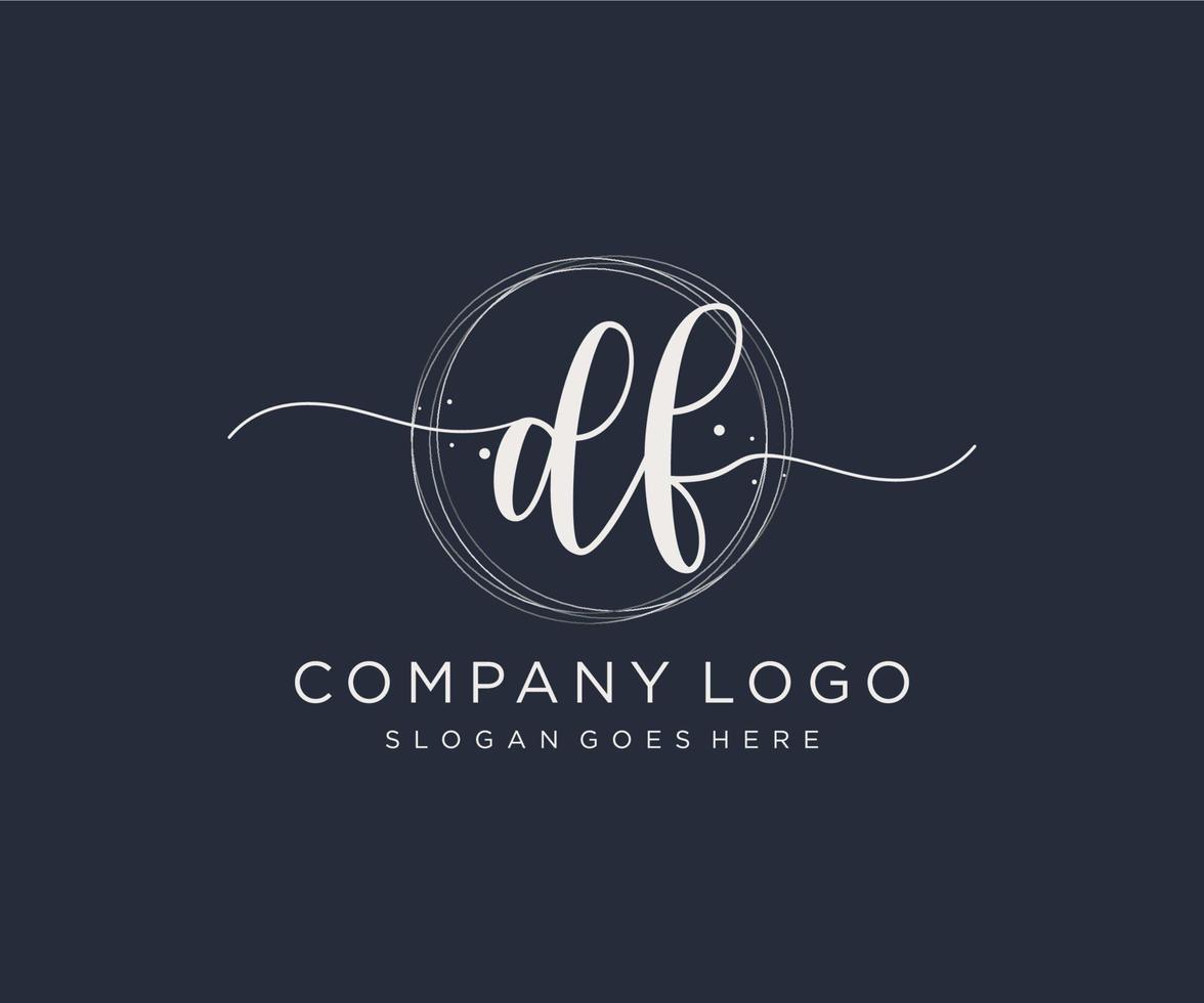 Initial DF feminine logo. Usable for Nature, Salon, Spa, Cosmetic and Beauty Logos. Flat Vector Logo Design Template Element.