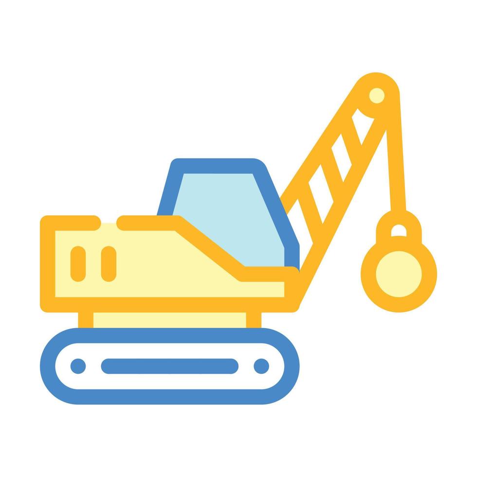 demolition crane color icon vector isolated illustration