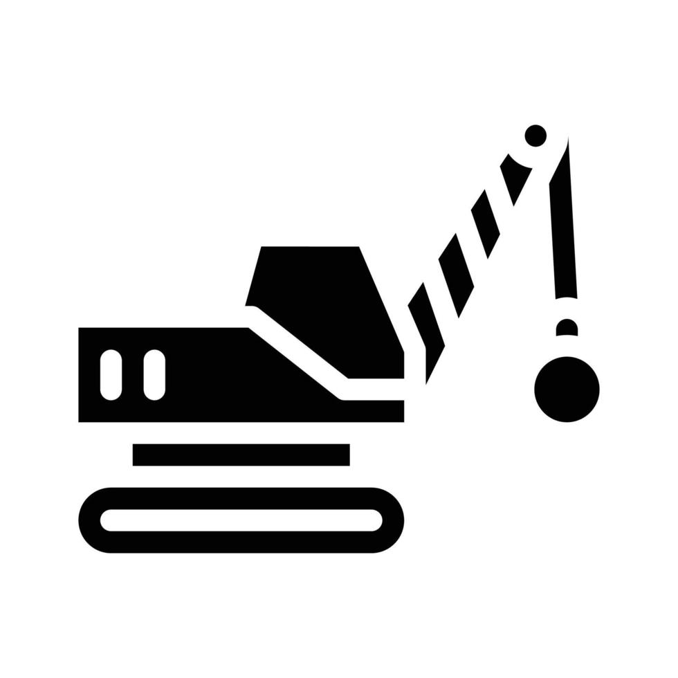 demolition crane glyph icon vector isolated illustration