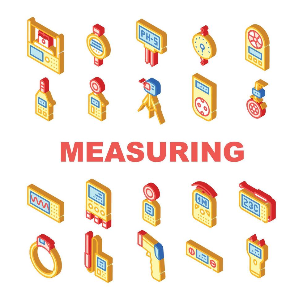 Measuring Equipment Collection Icons Set isolated illustration vector