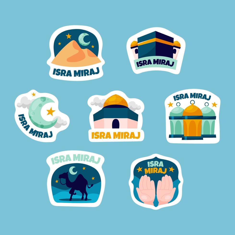 Handdrawn Isra Miraj Sticker Pack vector