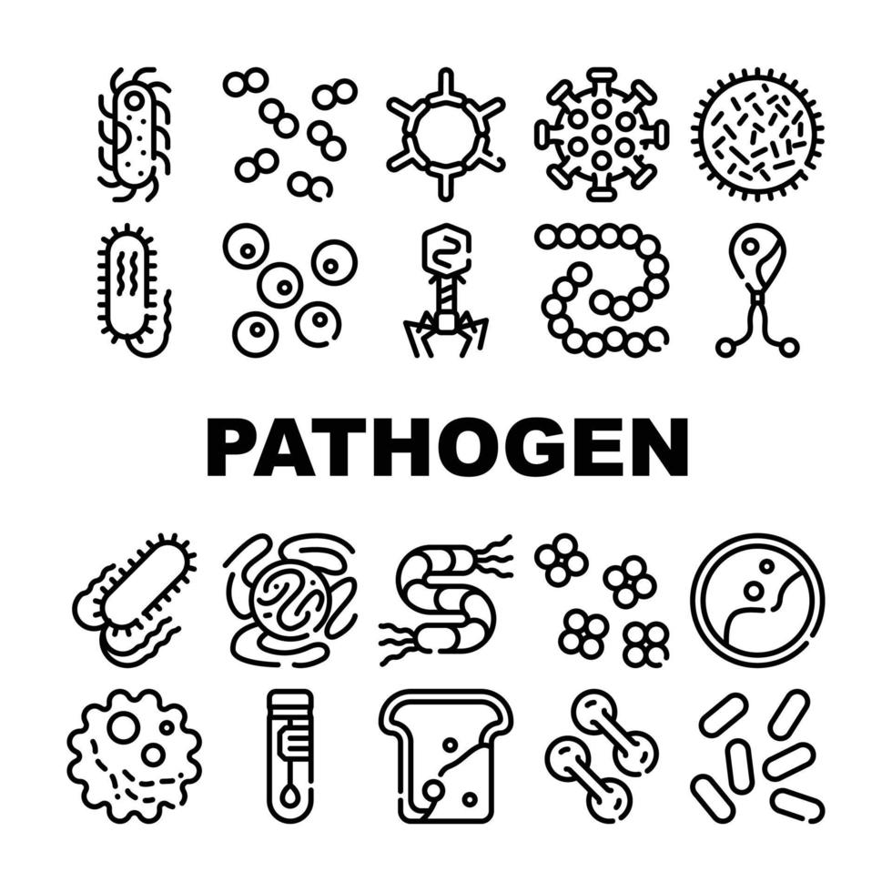 Pathogen Virus Disease Collection Icons Set Vector
