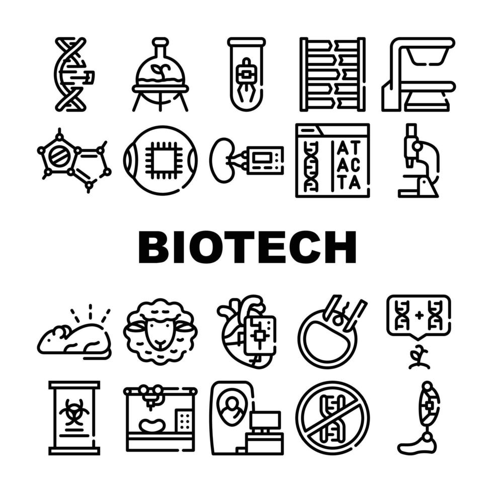 Biotech Technology Collection Icons Set Vector Illustrations