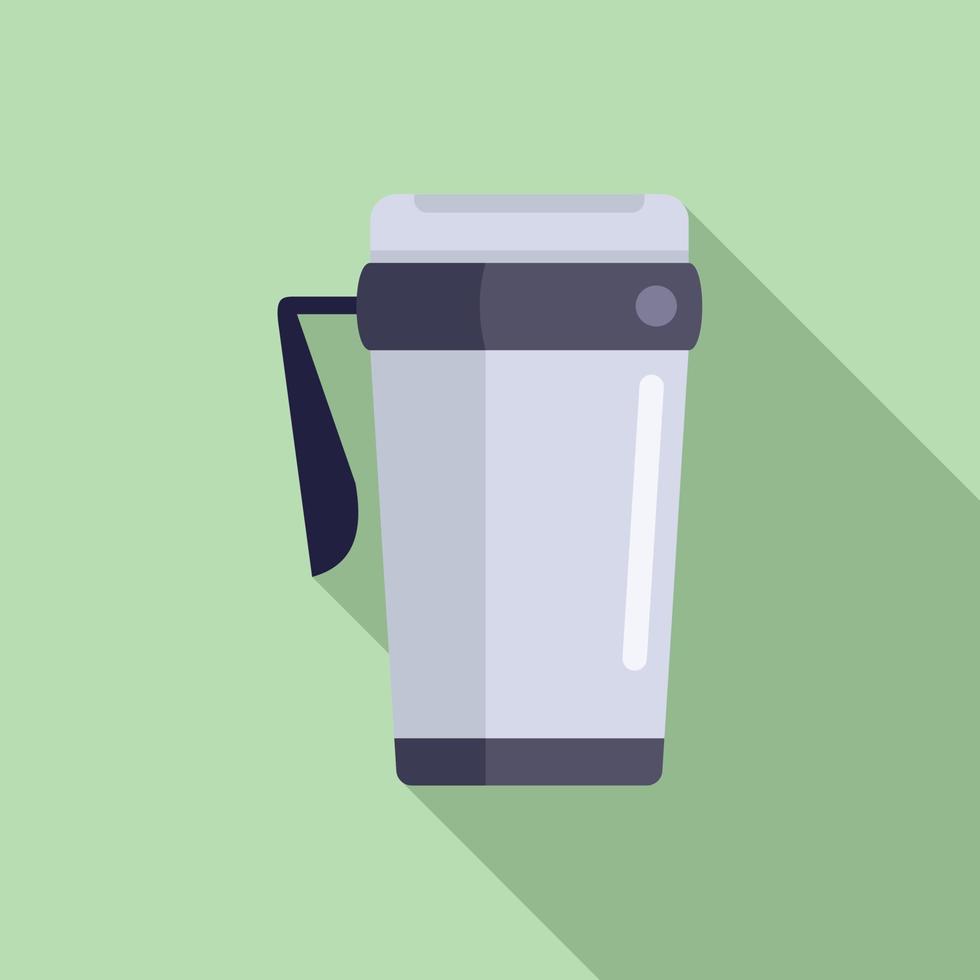 Thermo mug icon flat vector. Cup coffee vector