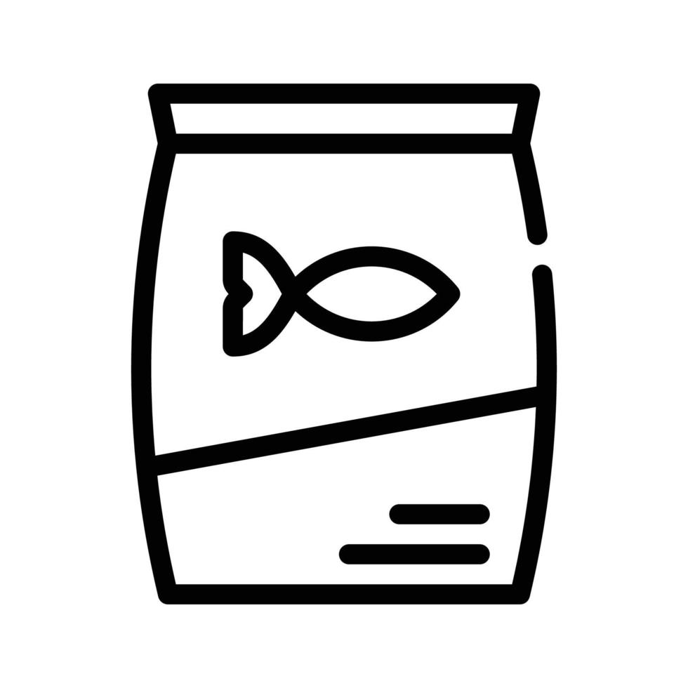 bolsa de alimentación de peces para ilustración de vector de icono de línea de gato