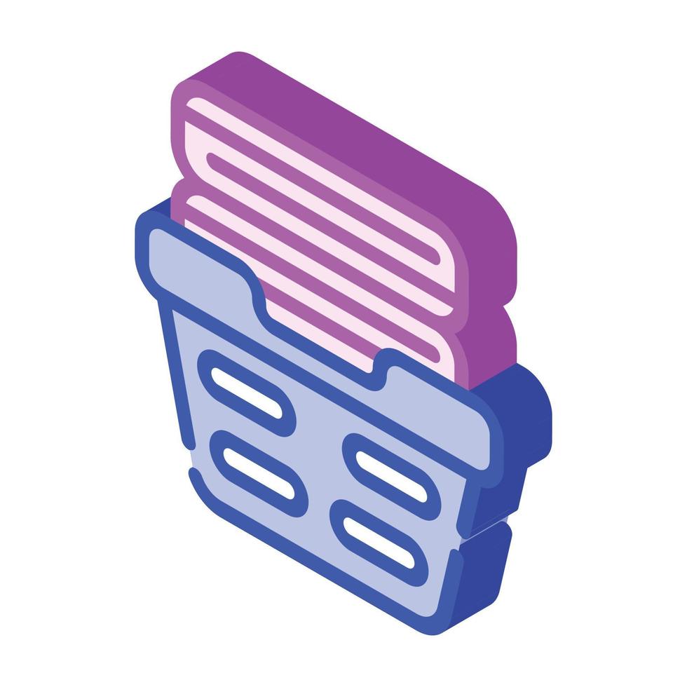 washed clean clothes in basket isometric icon vector illustration