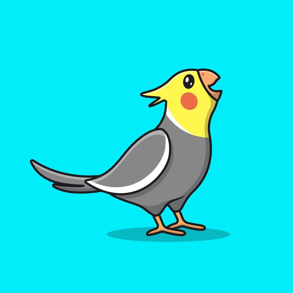 Ilustración de icono de vector de dibujos animados lindo pájaro cacatúa gritando. concepto de icono de pájaro animal vector premium aislado. estilo de dibujos animados plana