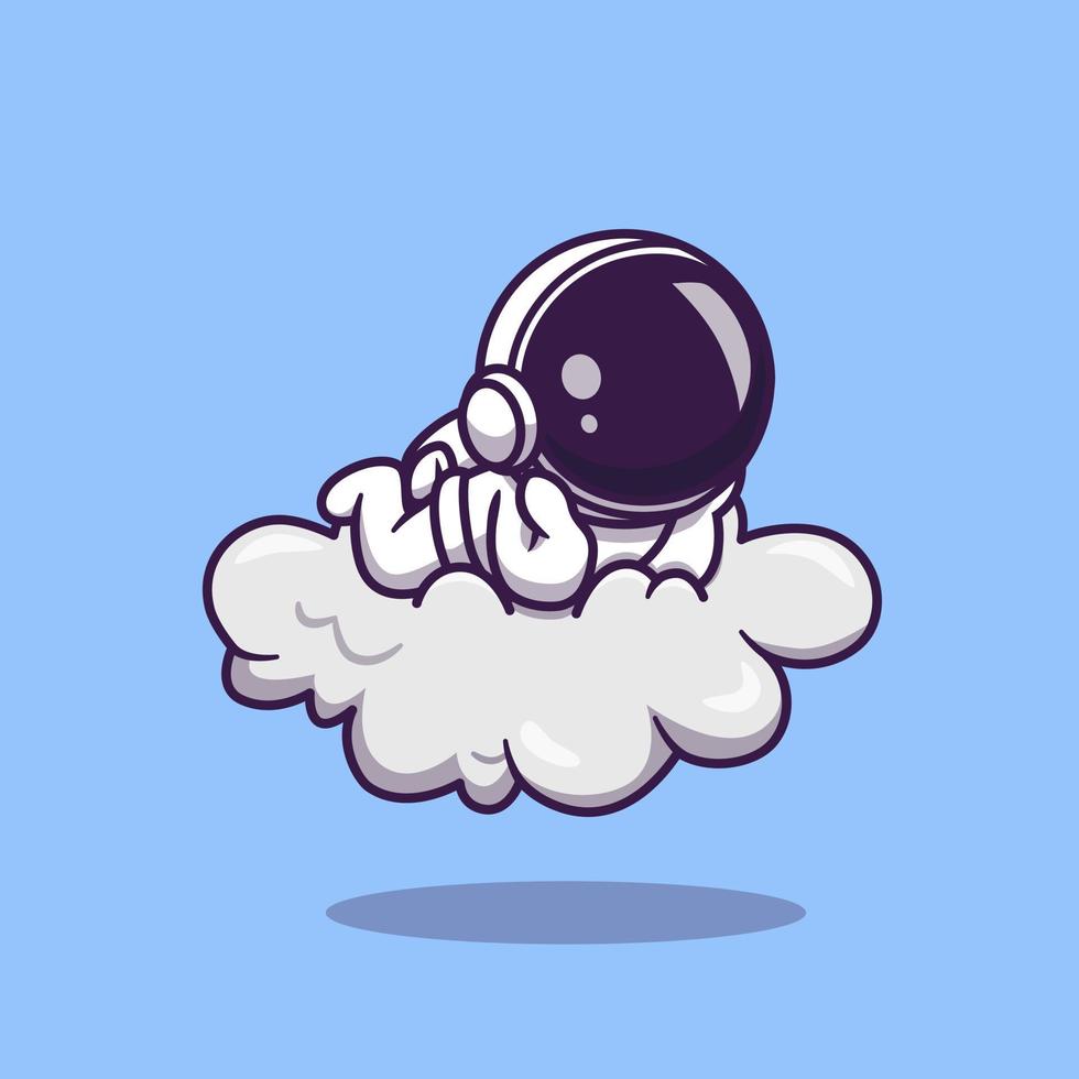 lindo astronauta yacía en la ilustración de icono de vector de dibujos animados de nube. ciencia tecnología icono concepto aislado vector premium. estilo de dibujos animados plana