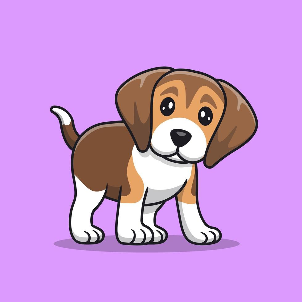 Ilustración de icono de vector de dibujos animados de cachorro de perro beagle lindo. concepto de icono de perro animal vector premium aislado. estilo de dibujos animados plana