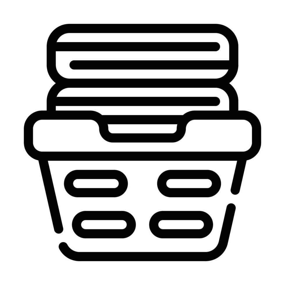 washed clean clothes in basket line icon vector illustration