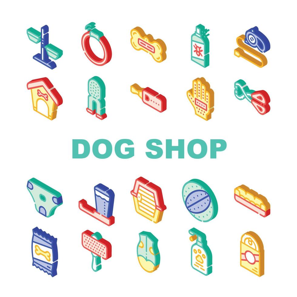 iconos de colección de accesorios de tienda de perros establecer vector