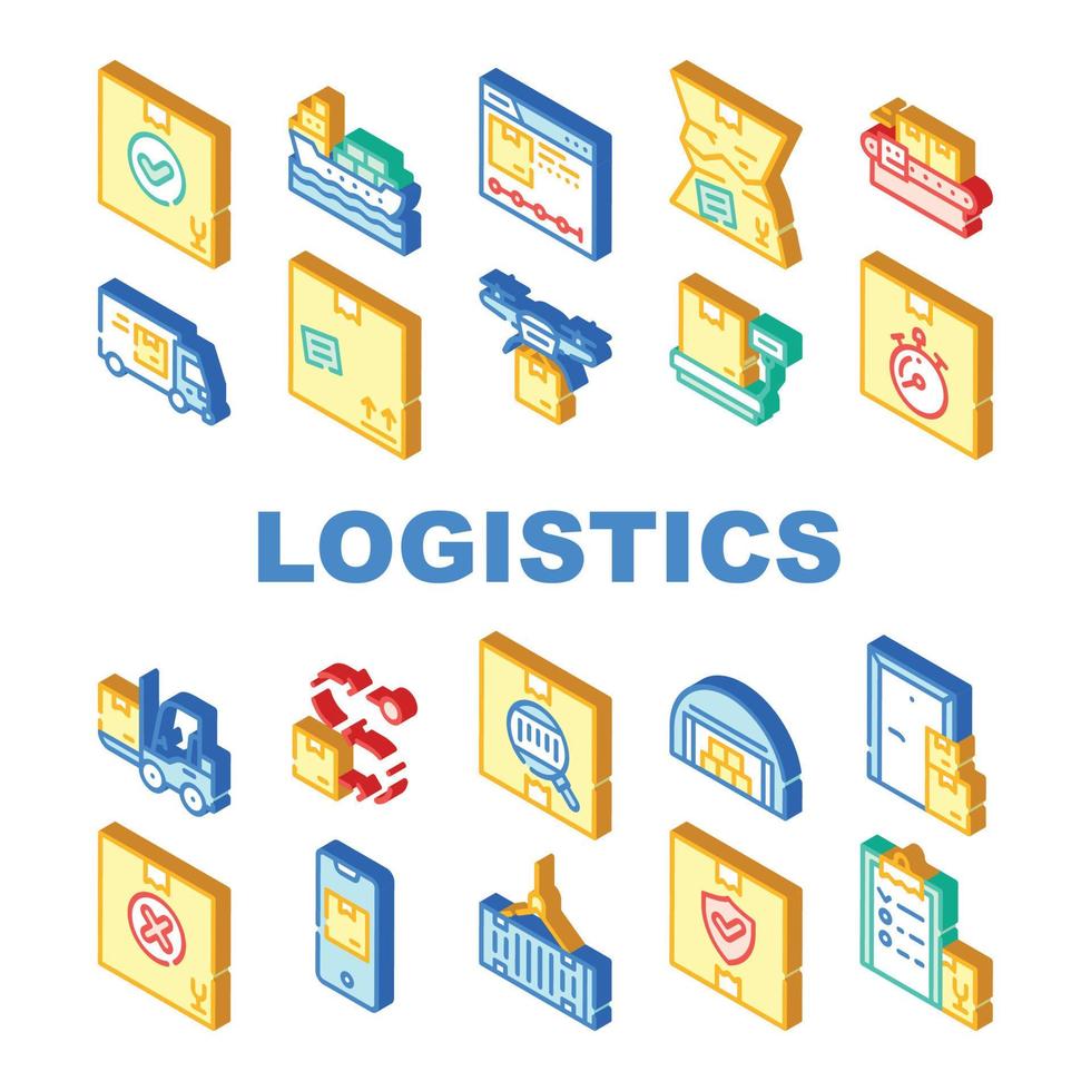 Logistics Service Collection Icons Set Vector Illustrations