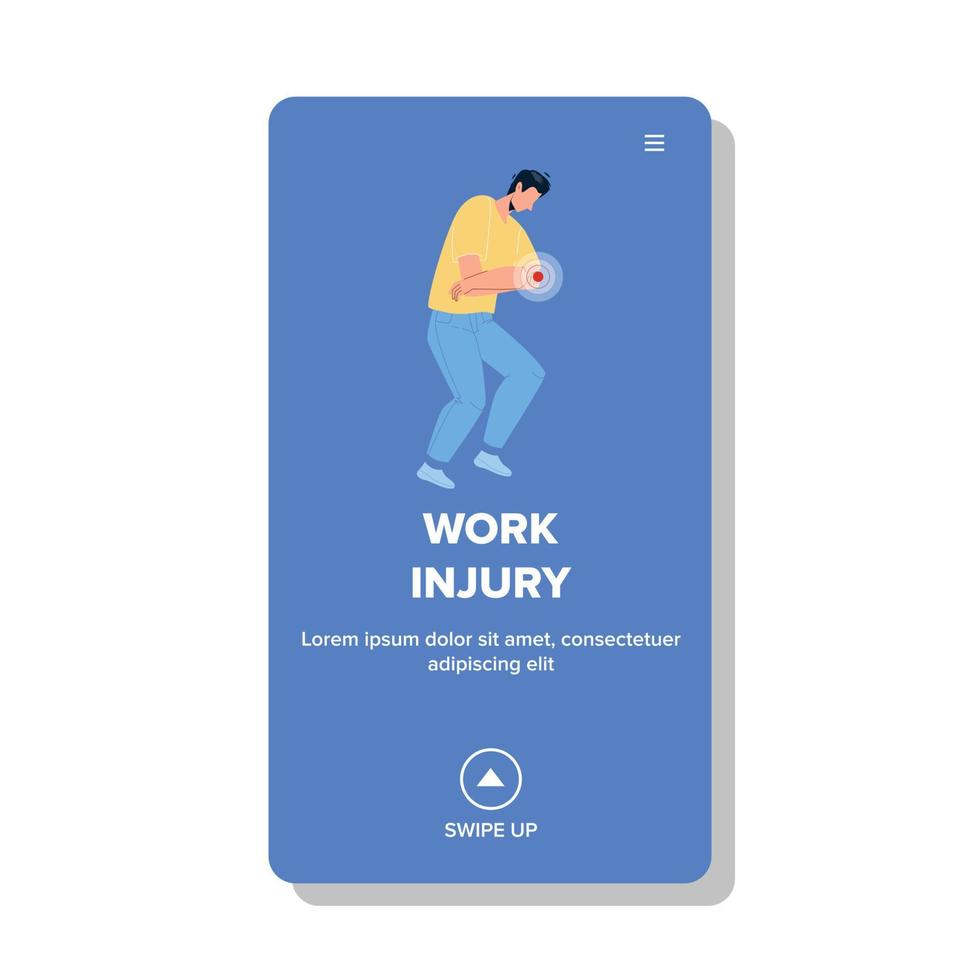 Work Injury Getting Young Man Employee Vector