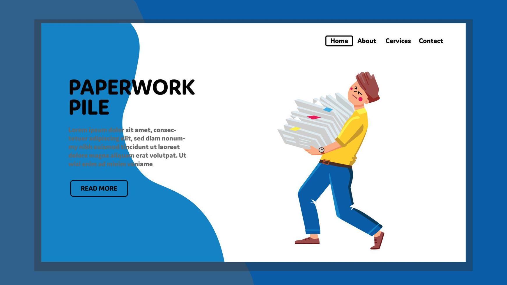 Paperwork Pile Carrying Company Employee Vector