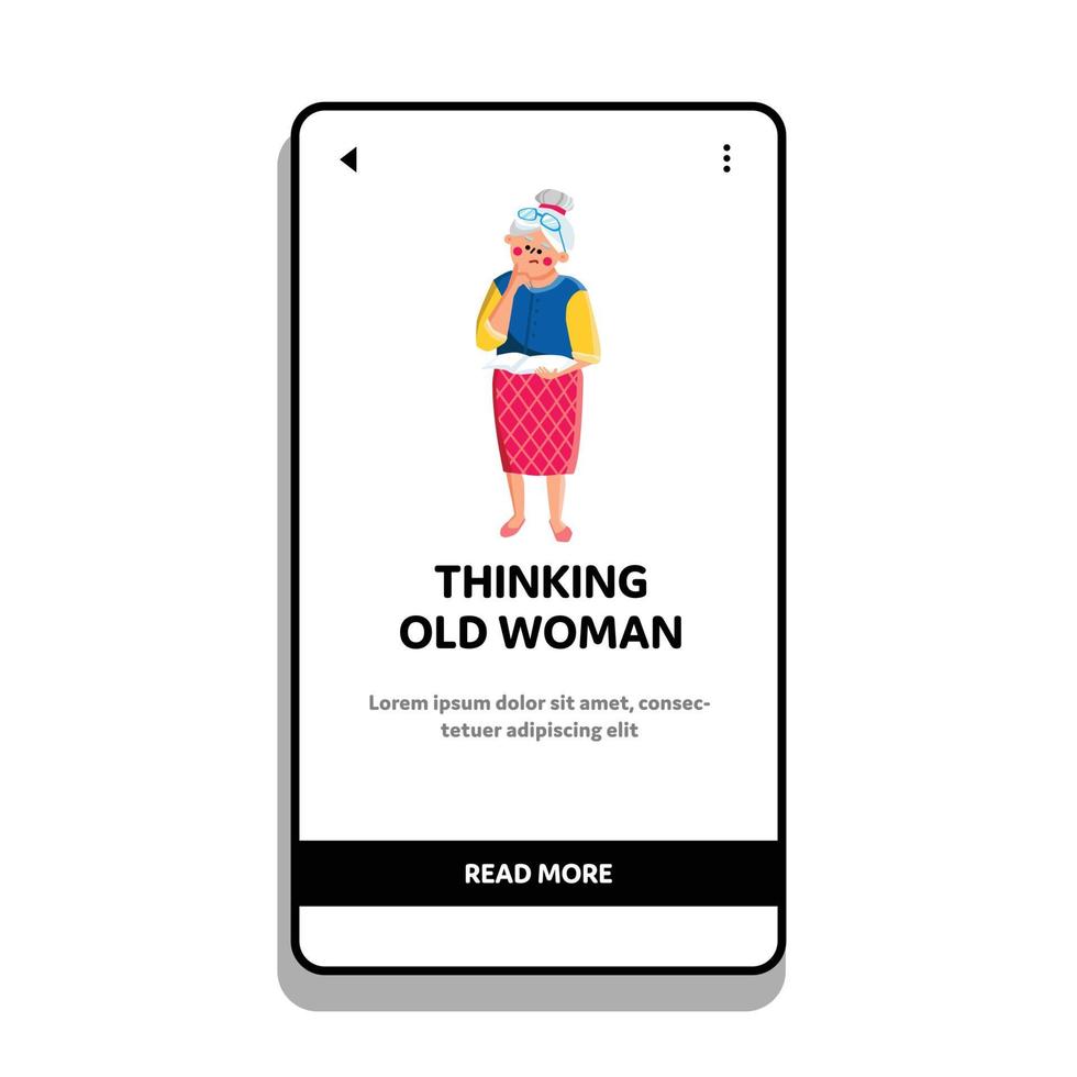 Thinking Old Woman Senior Looking Away Vector