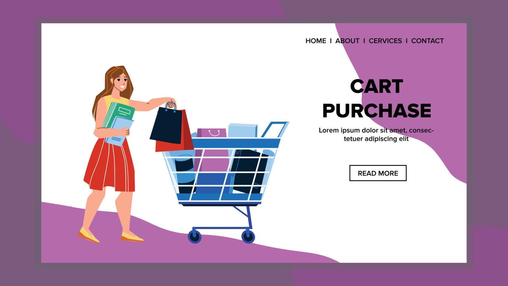 Woman Customer Putting In Cart Purchase Vector