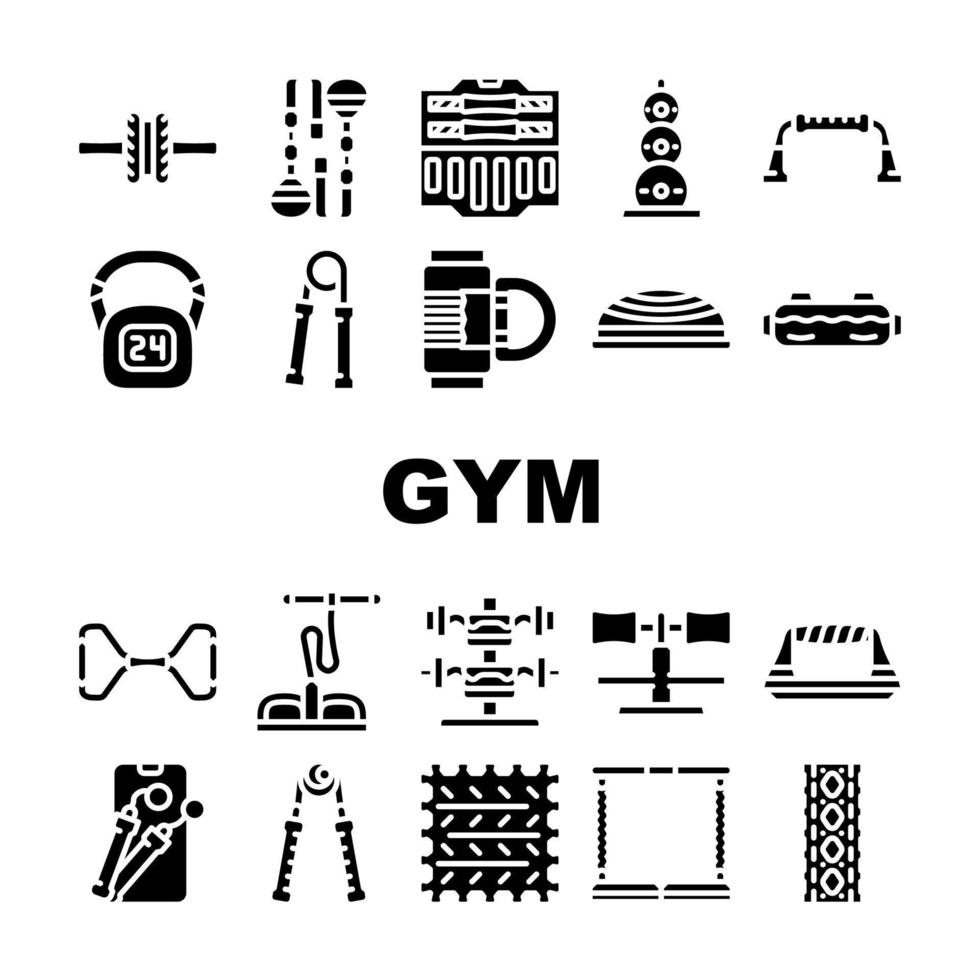 Home Gym Equipment Collection Icons Set Vector