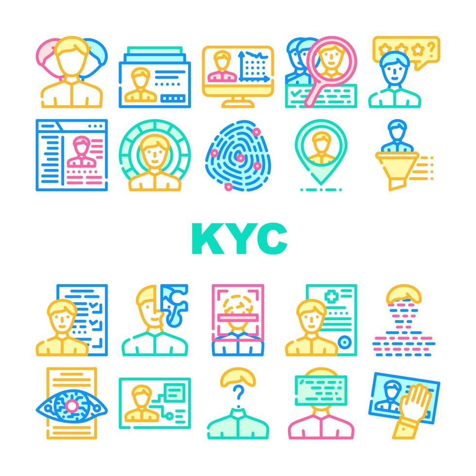 Kyc Know Your Customer Collection Icons Set Vector