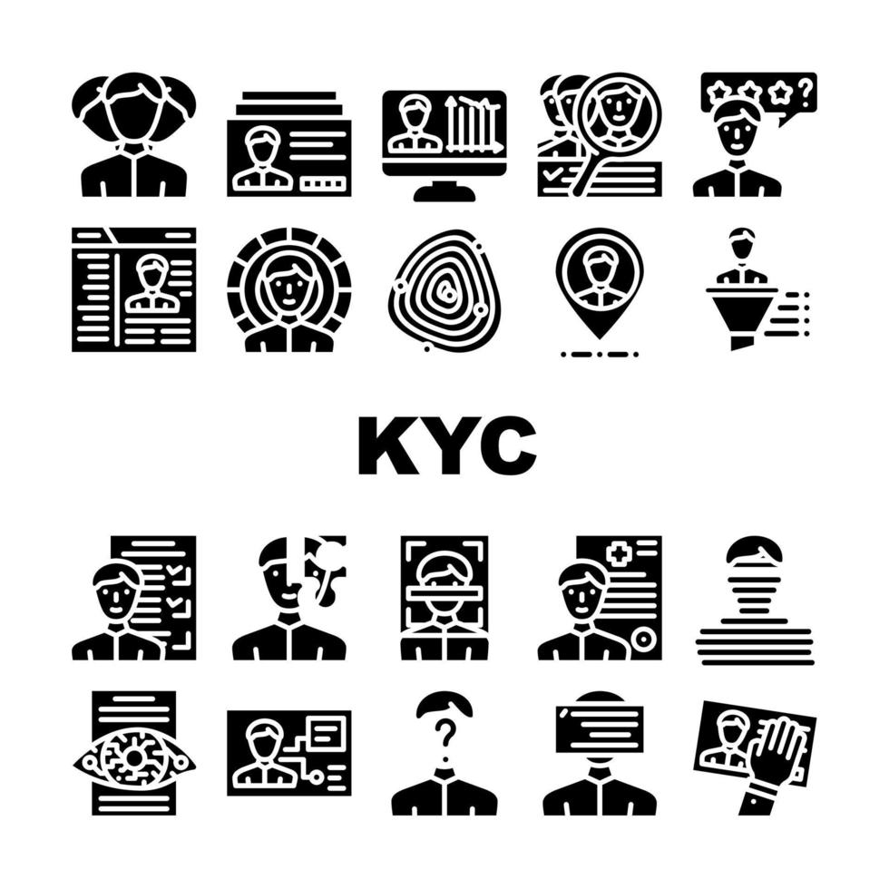 Kyc Know Your Customer Collection Icons Set Vector