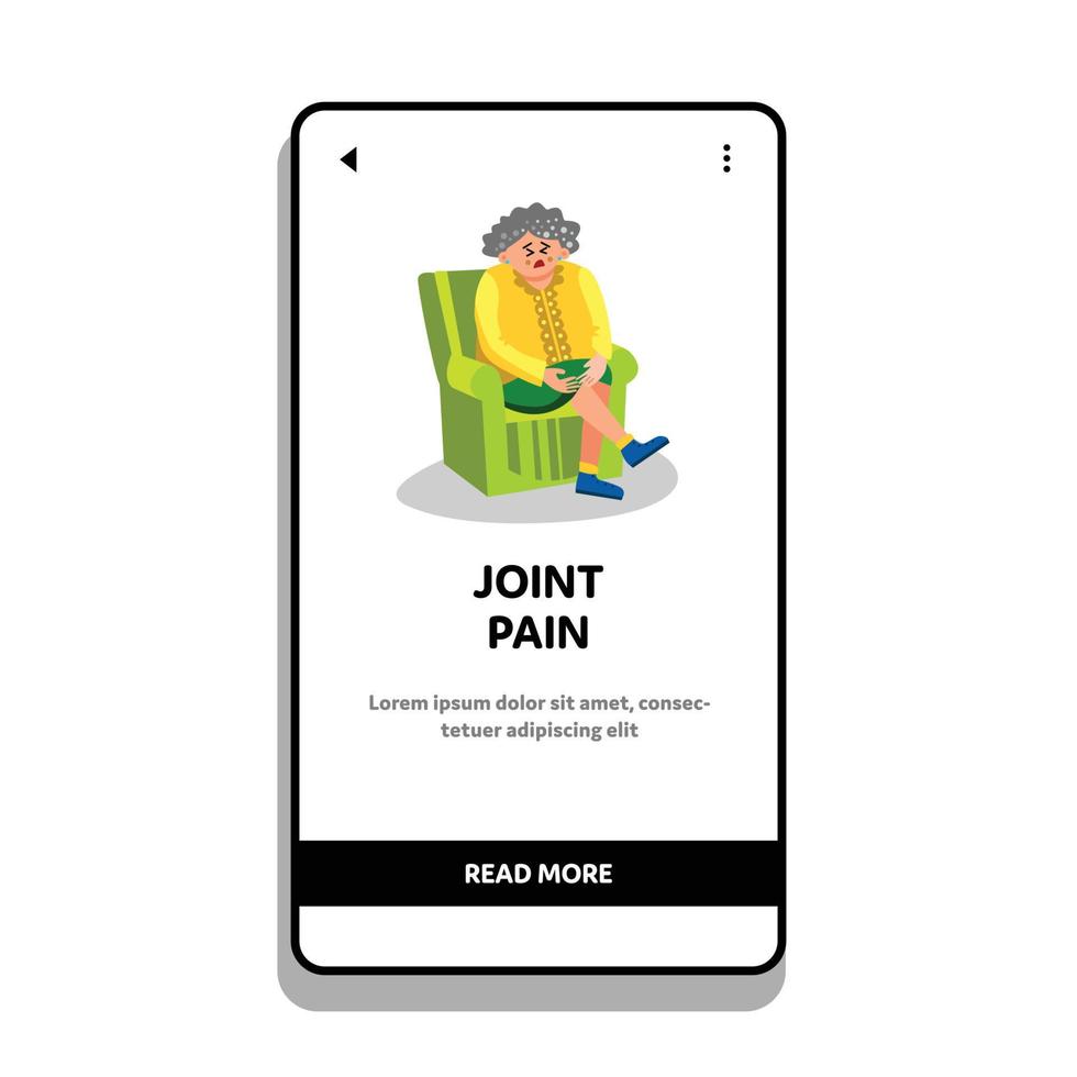 Elderly Woman With Joint Pain Sit In Chair Vector