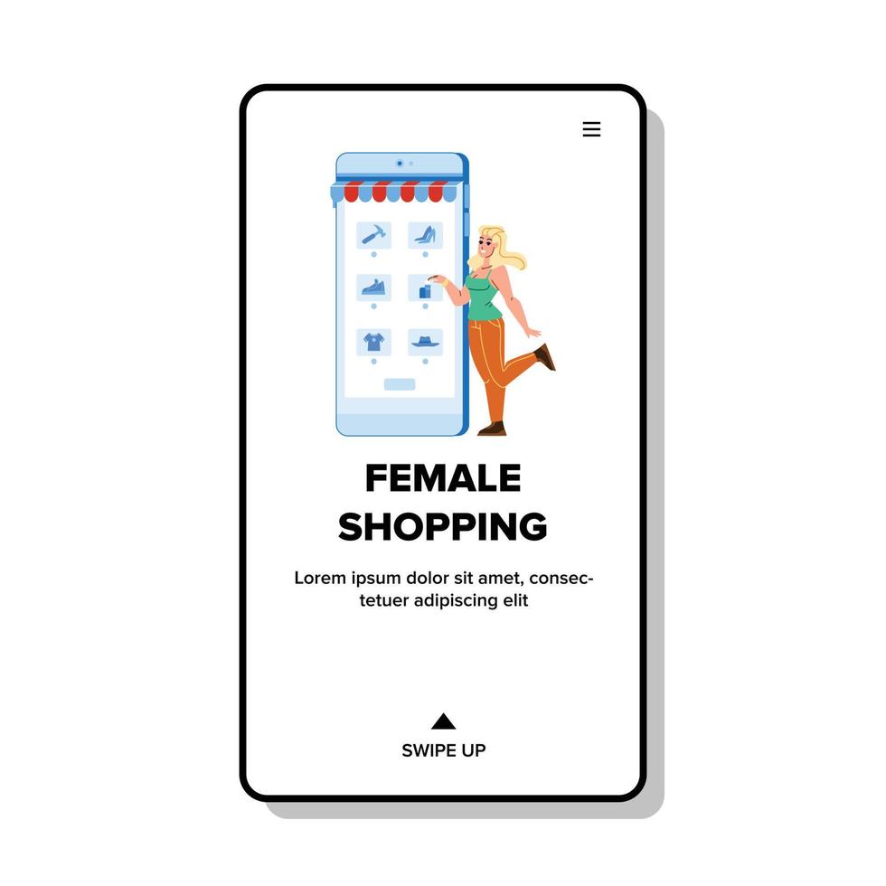 Female Shopping In Phone Store Application Vector