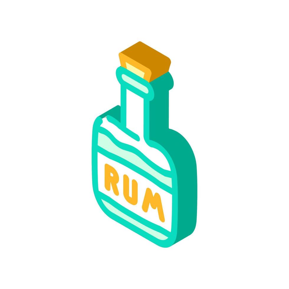 rum drink bottle pirate isometric icon vector illustration