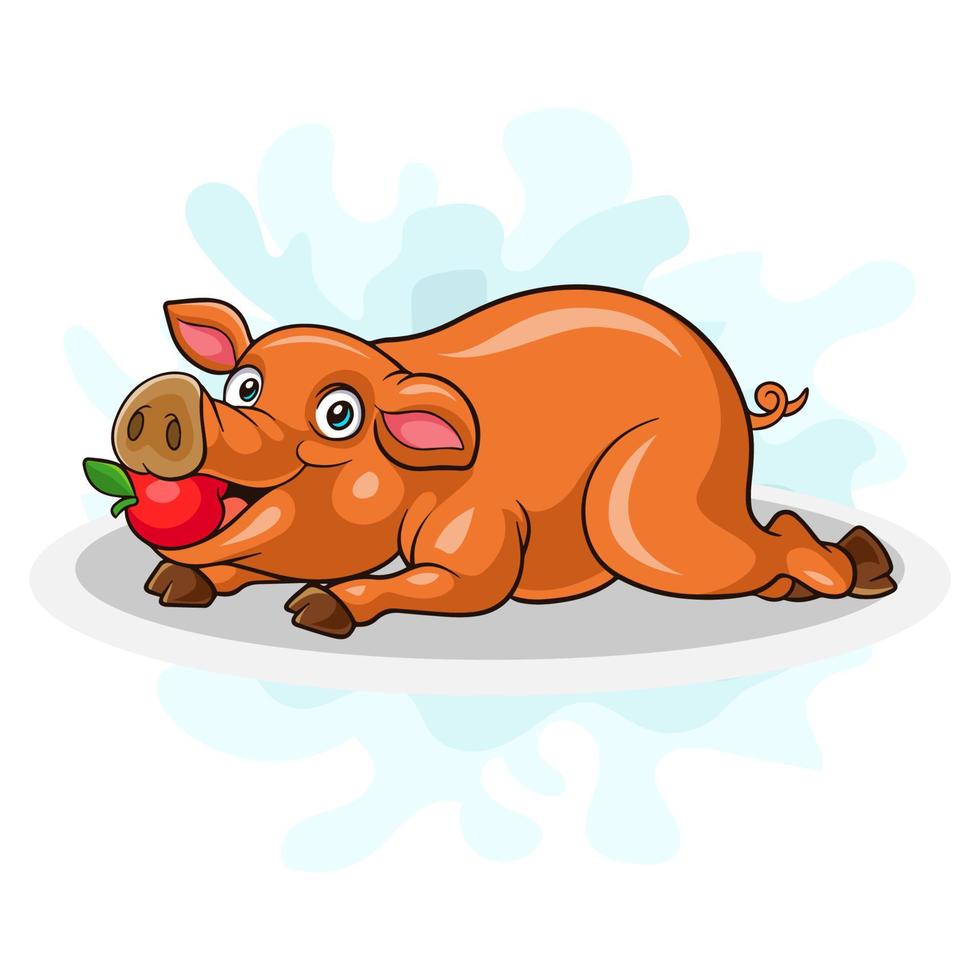 Cartoon roast pork on white background vector