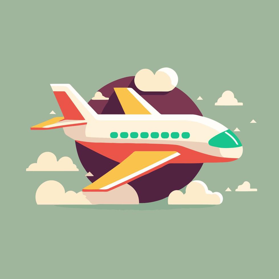 airplane travel logo background flat color vector cartoon style illustration