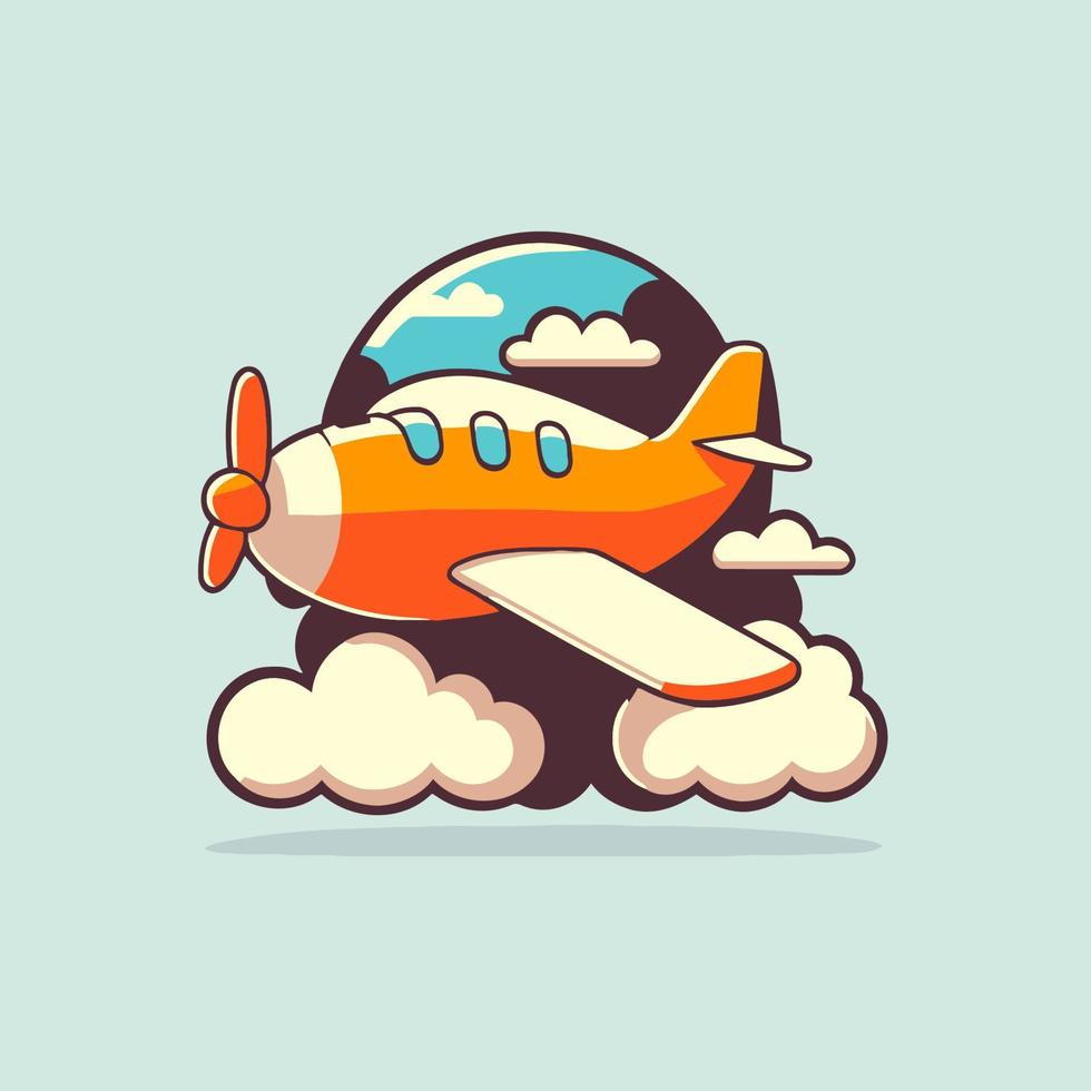 airplane travel logo background flat color vector cartoon style illustration