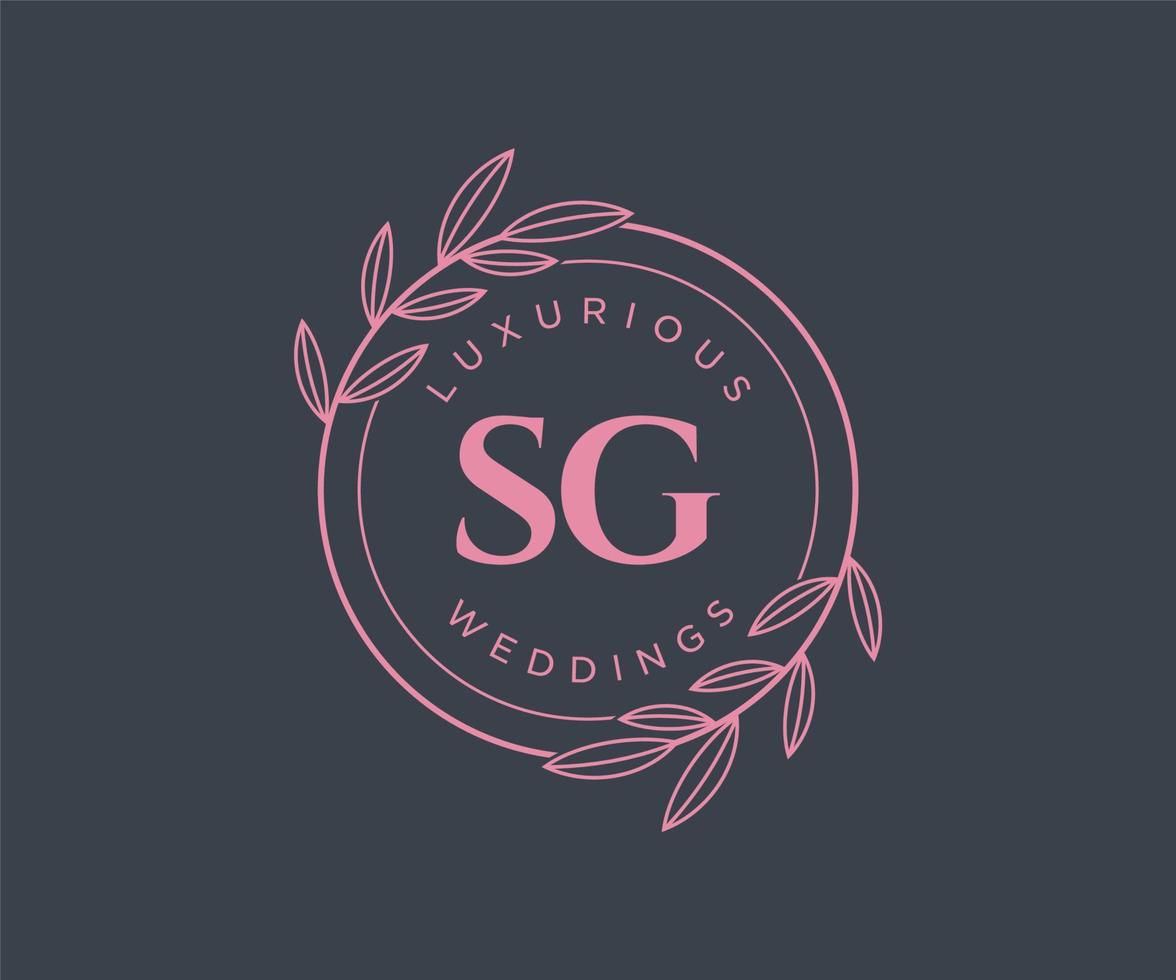 SG Initials letter Wedding monogram logos template, hand drawn modern minimalistic and floral templates for Invitation cards, Save the Date, elegant identity. vector