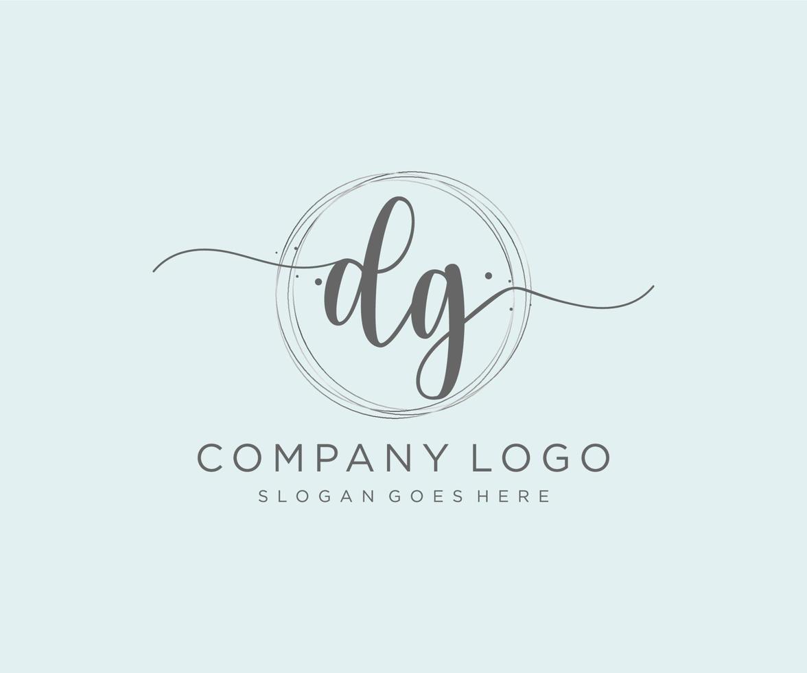 Initial DG feminine logo. Usable for Nature, Salon, Spa, Cosmetic and Beauty Logos. Flat Vector Logo Design Template Element.