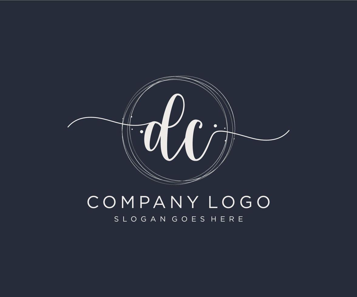 Initial DC feminine logo. Usable for Nature, Salon, Spa, Cosmetic and Beauty Logos. Flat Vector Logo Design Template Element.