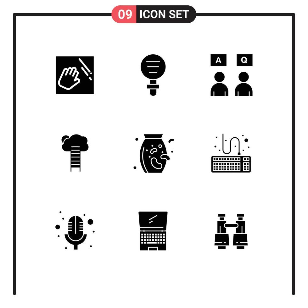 9 Solid Glyph concept for Websites Mobile and Apps heaven career research business qa Editable Vector Design Elements