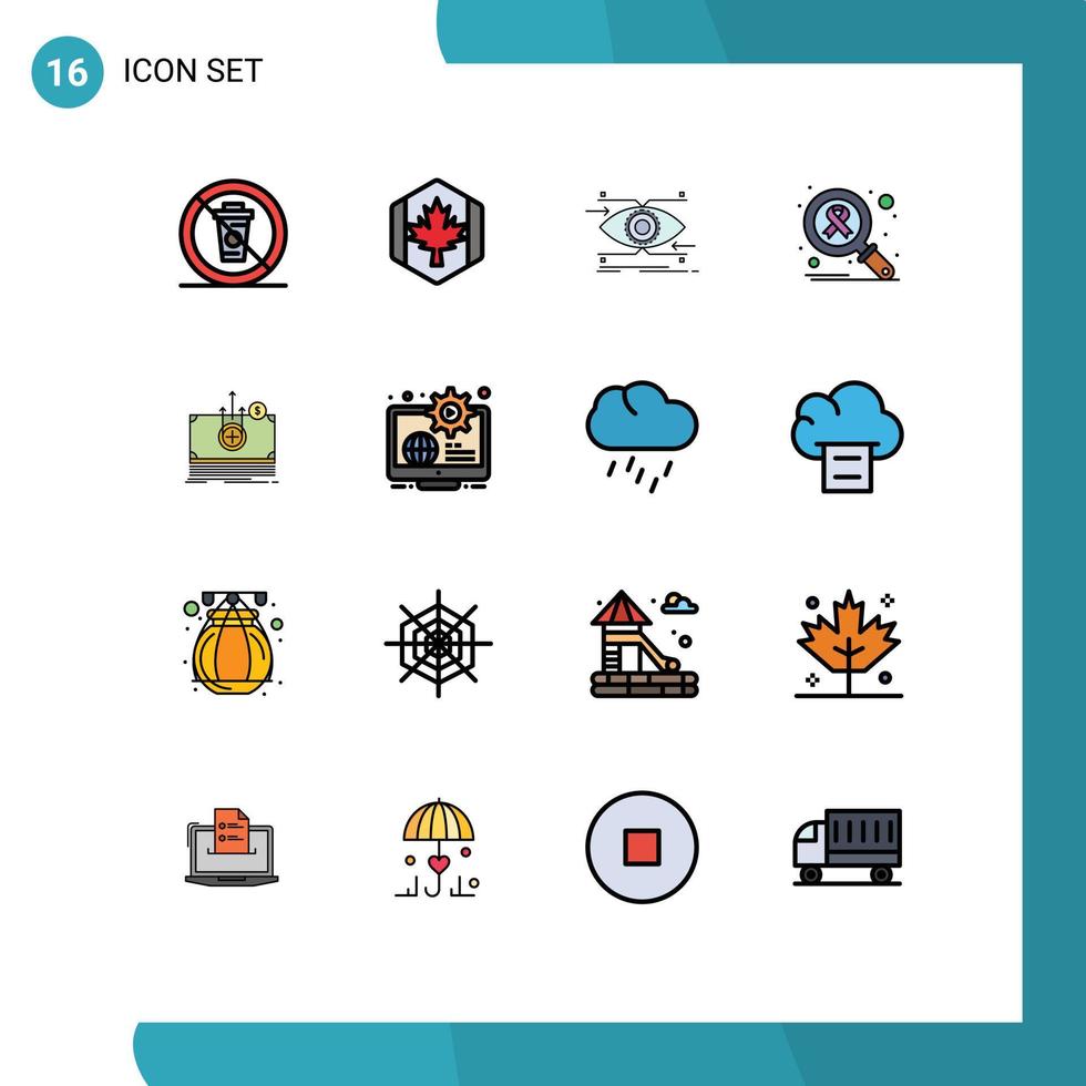 paquete de iconos de vectores de stock de 16 signos y símbolos de línea para buscar elementos de diseño de vectores creativos editables de enfoque de visión de hoja infectada