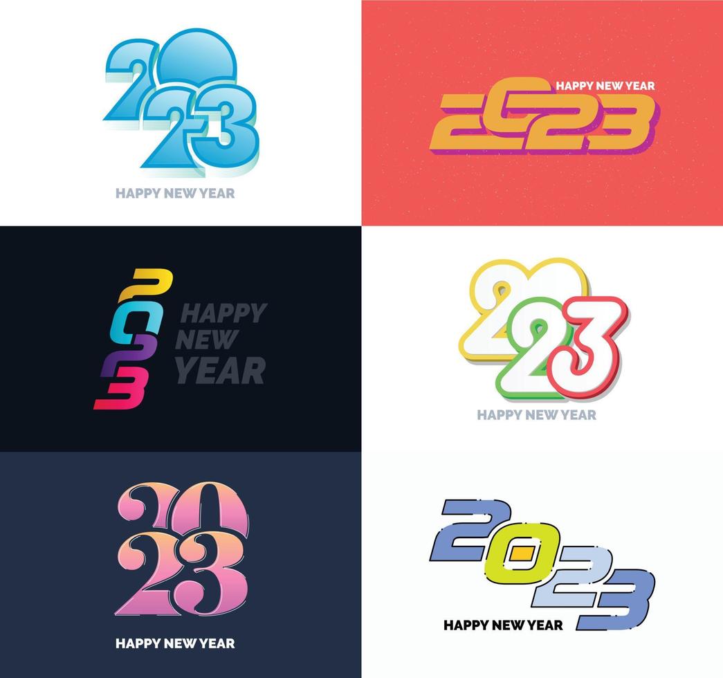 Big Set of 2023 Happy New Year logo text design 2023 number design template vector