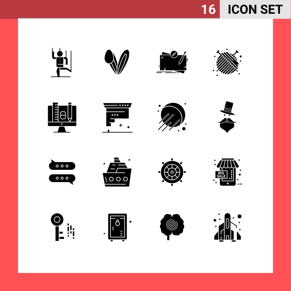16 iconos creativos signos y símbolos modernos de modista de hilo búsqueda de bolas de conejo elementos de diseño vectorial editables vector