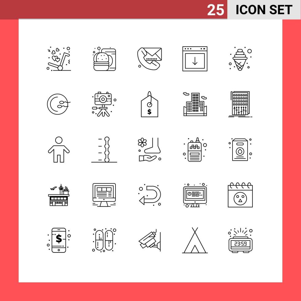 paquete de iconos de vector de stock de 25 signos y símbolos de línea para elementos de diseño de vector editables de mensajería de flecha de llamada hacia abajo del sur