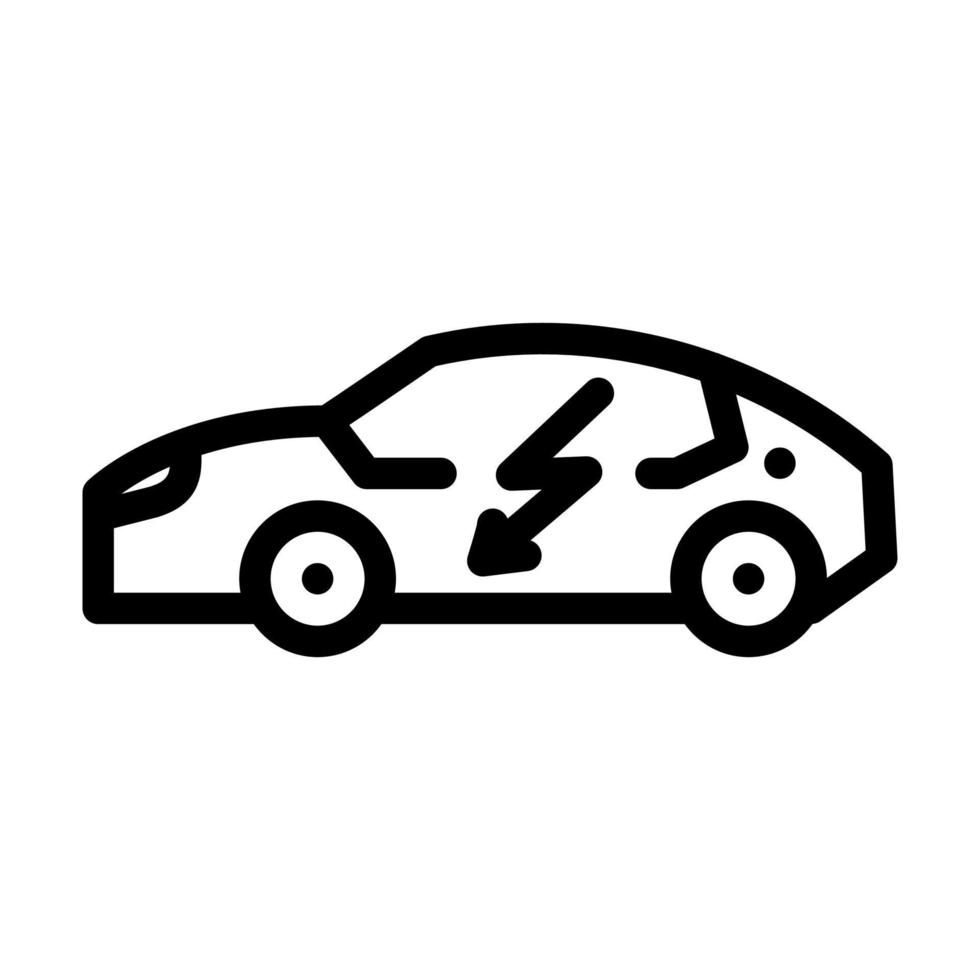 ilustración de vector de icono de línea de coche eléctrico