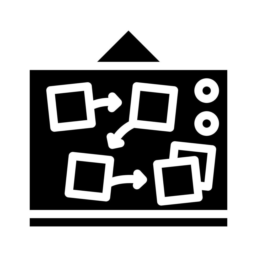 desk with planning and tasks glyph icon vector illustration