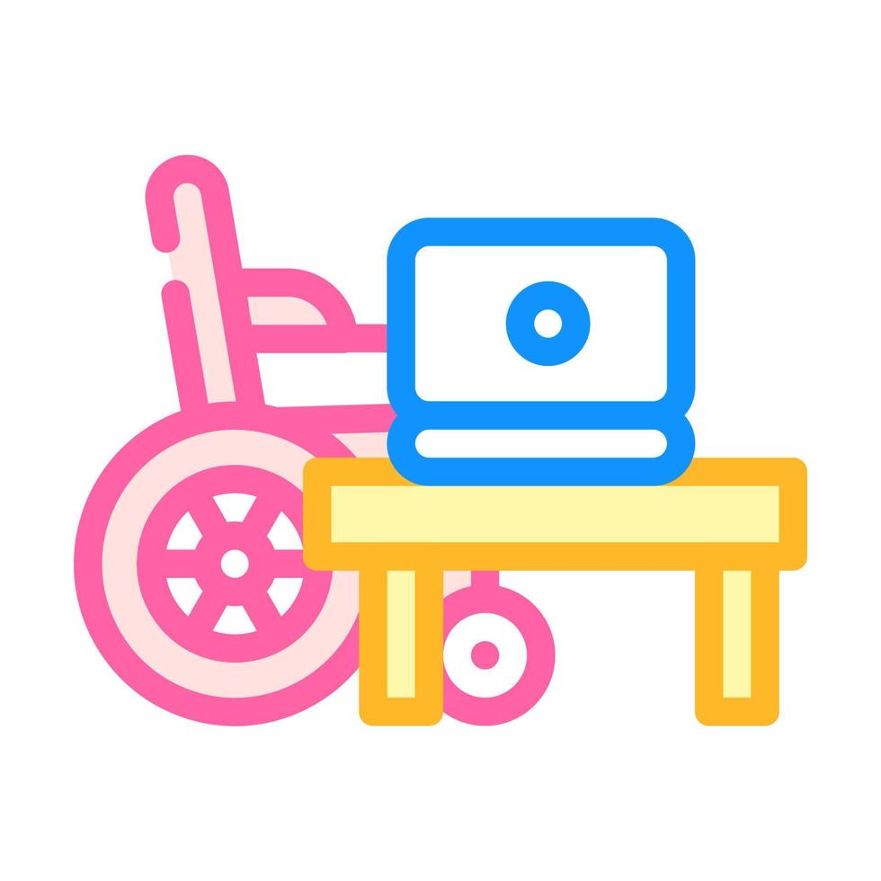 disabled remote job color icon vector illustration