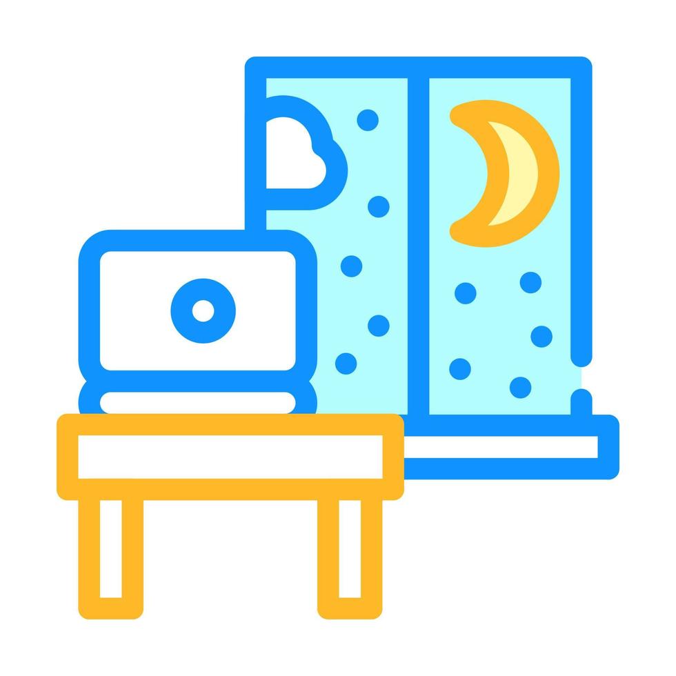 working home at night color icon vector illustration